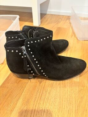 Sam Edelman Black Studded Suede Ankle Boots - Women